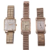 A gentleman`s 14 carat gold wristwatch, circa 1965  A gentleman`s 14 carat gold wristwatch,