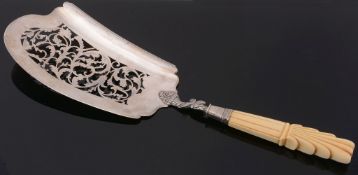 A mid 19th century Dutch silver fish slice, date mark for 1842, 2nd standard  A mid 19th century