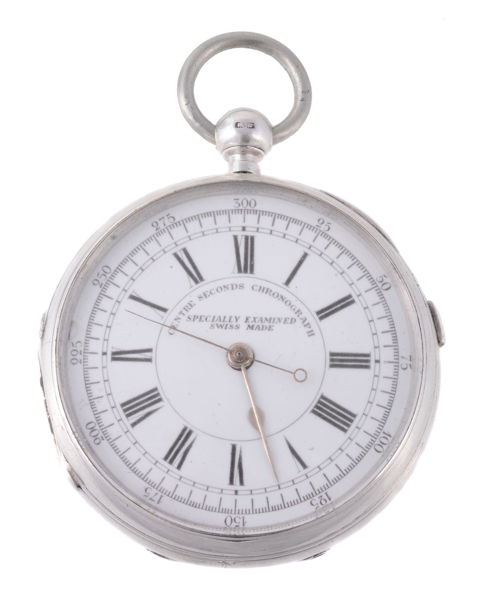 A silver Swiss chronograph pocket watch, no 102845, hallmarked Birmingham 1885  A silver Swiss