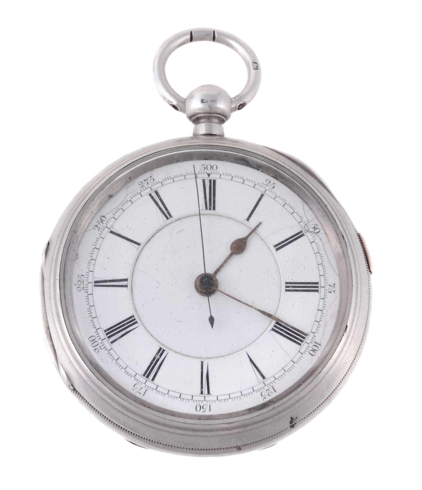 A silver cased open faced pocket stop watch, hallmarked Birmingham 1896  A silver cased open faced