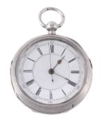 A silver cased open faced pocket stop watch, hallmarked Birmingham 1896  A silver cased open faced