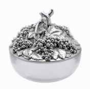 An Italian silver coloured over resin covered grape bowl  An Italian silver coloured over resin