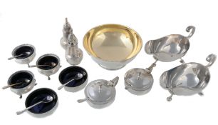 A collection of silver items, to include: a circular bowl, maker`s mark `WW`  A collection of silver