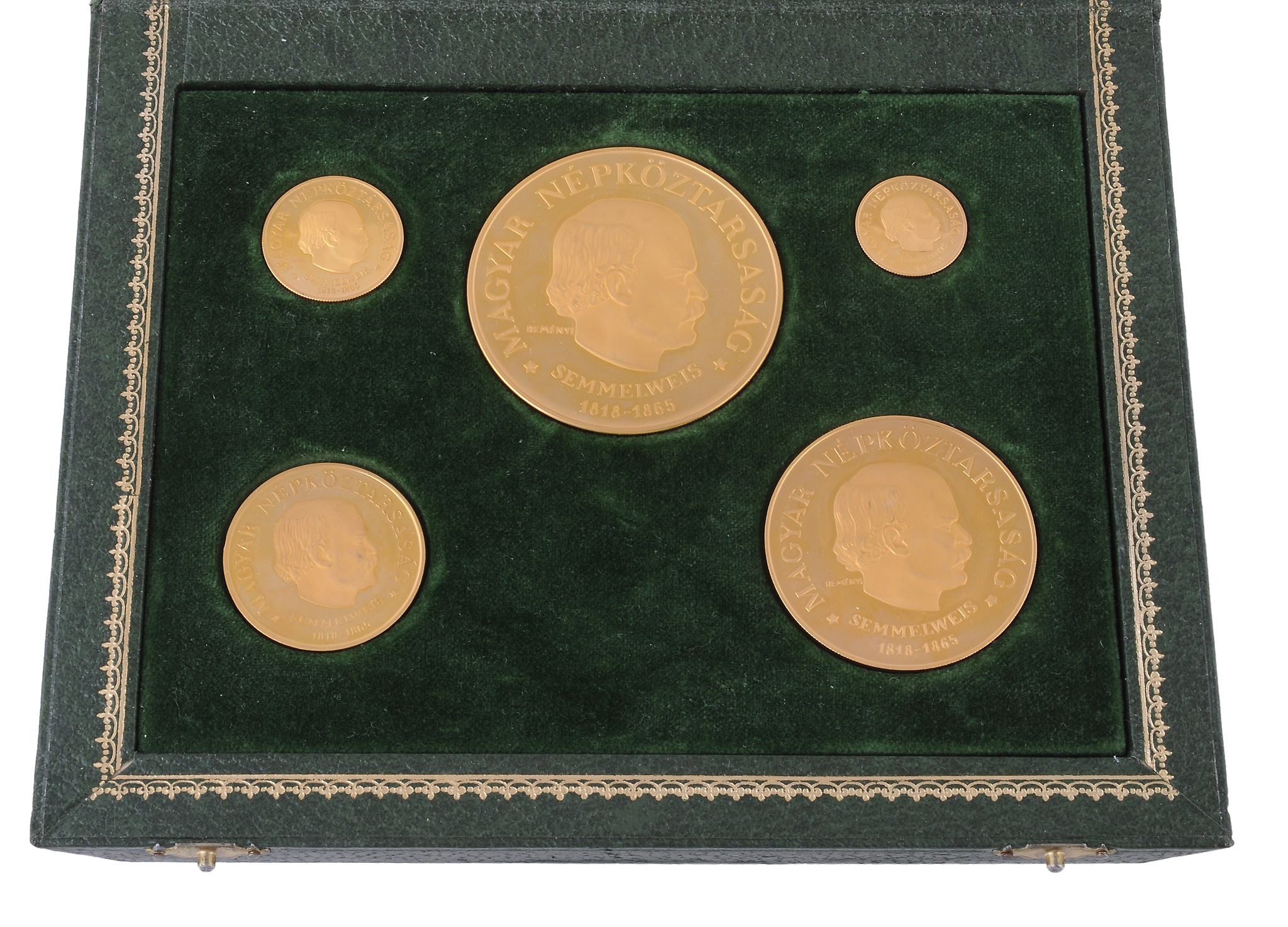 Hungary, Ignac Semmelweiss, 150th Anniversary of birth 1968, gold proof set  Hungary, Ignac