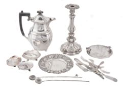 A collection of silver and silver coloured items , including  A collection of silver and silver