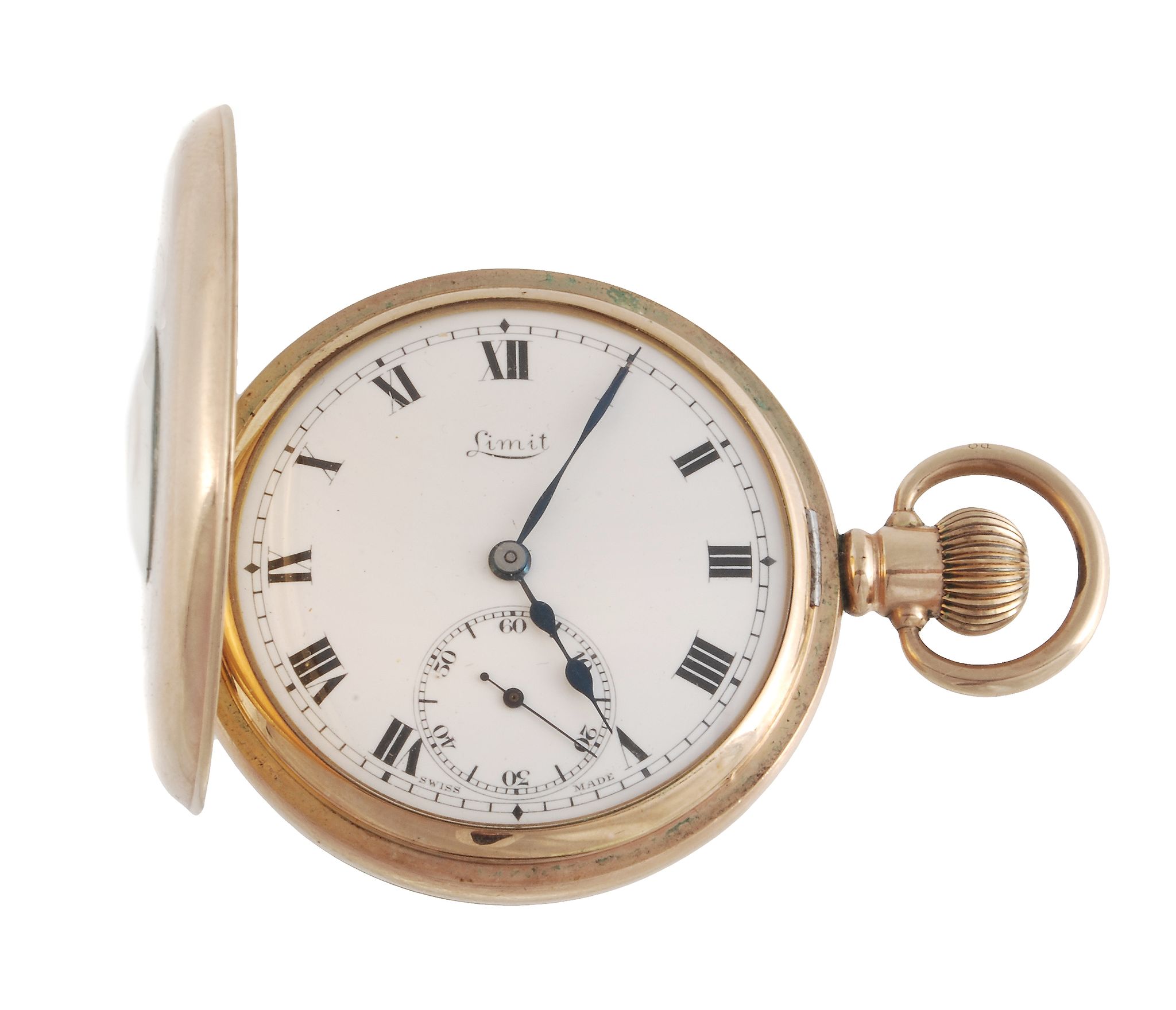 Limit, a gold plated half hunter pocket watch, circa 1931, no  Limit, a gold plated half hunter