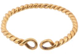 A torque bangle, of ropetwist design, approximately 6cm inner diameter  A torque bangle,   of