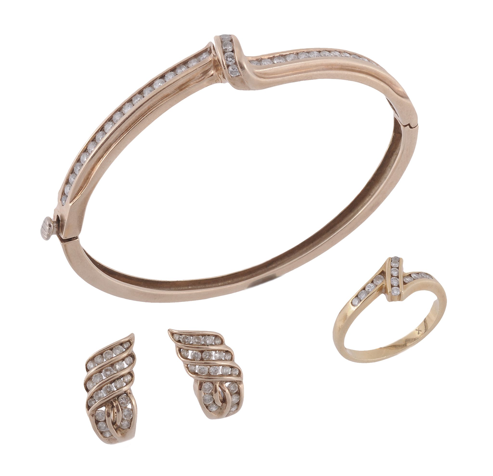 A diamond bangle, the hinged bangle with a twist detail  A diamond bangle,   the hinged bangle with