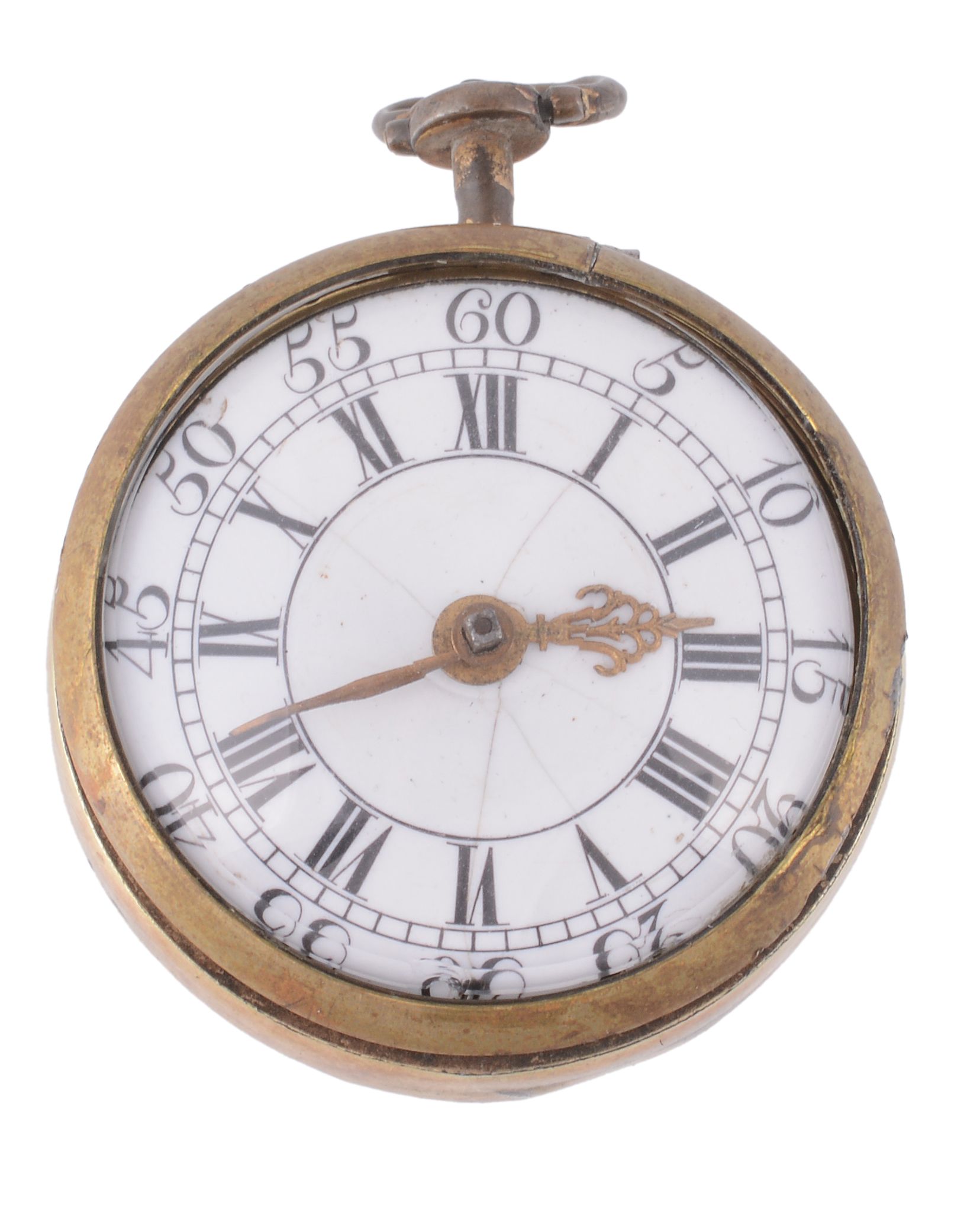 MarCam, a gilt metal open face pocket watch, circa 1750, the outer case missing  MarCam, a gilt