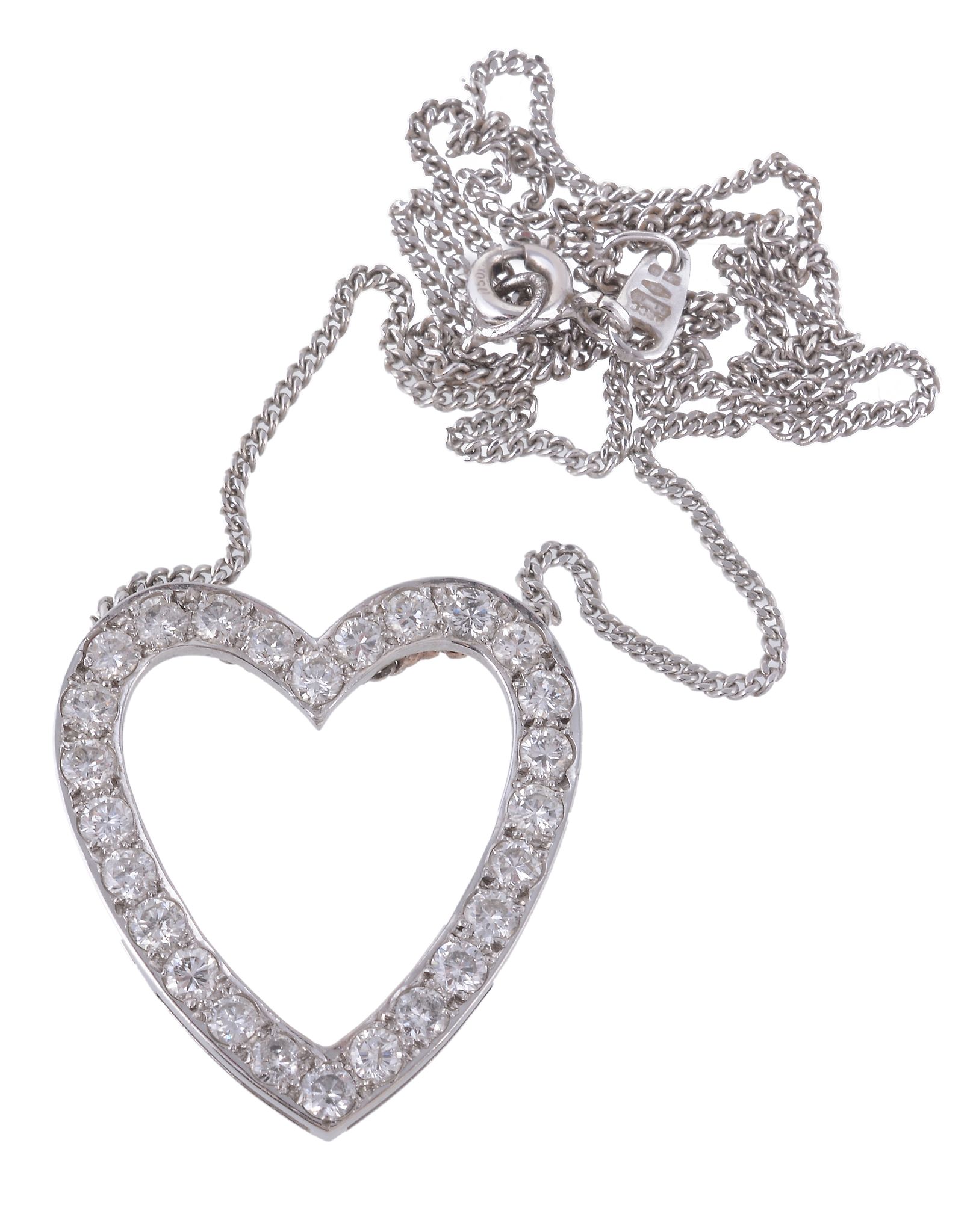 A diamond heart pendant, set throughout with brilliant cut diamonds  A diamond heart pendant,   set