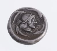 Greek Sicily, Syracuse, Gelon , silver Tetradrachm, Nike flying above quadriga  Greek Sicily,