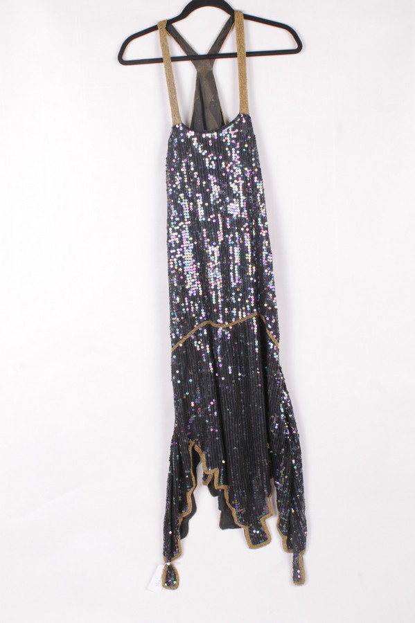 A 1920s sequin and bead flapper dress, believed to have been reworked from an earlier garment, the