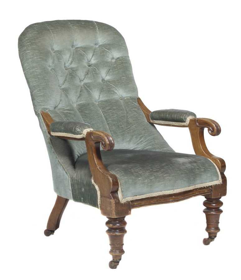 A William IV mahogany and upholstered armchair