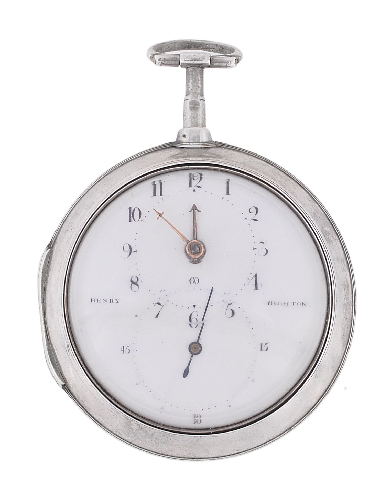 A silver pair cased open face pocket watch, possibly a doctor`s watch  A silver pair cased open