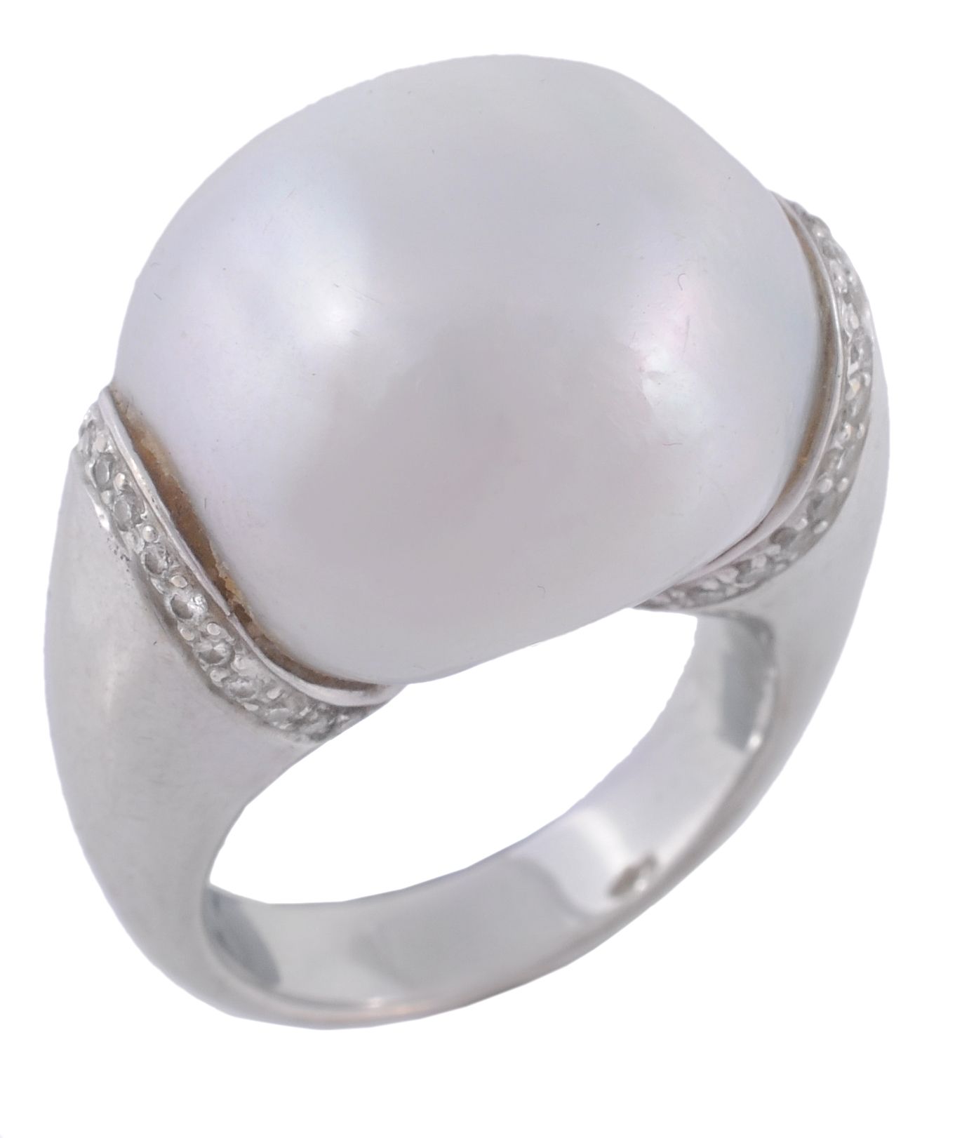 A baroque South Sea cultured pearl ring, the baroque shaped South Sea...  A baroque South Sea