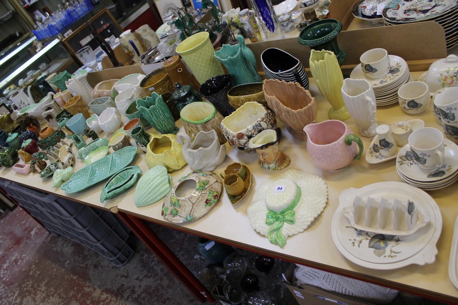 A large mixed selection of predominately Sylvac vases, bowls, dishes, jugs and a part tea service