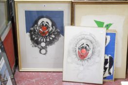 G. Weil (20th Century School) Portrait of a sad clown Limited edition print Signed, dated 1981 and