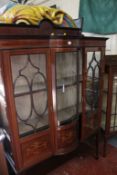 An Edwardian Sheraton revival inlaid display cabinet with bowed central section, 123cm wide