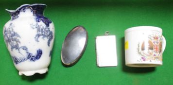 A pair of opera glasses, a card case, a horn box and other oddments etc.