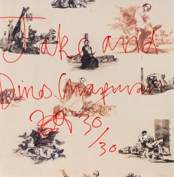 d Jake and Dinos Chapman (b.1966 & 1962) Goya Wallpaper digital print on wallpaper, signed in red