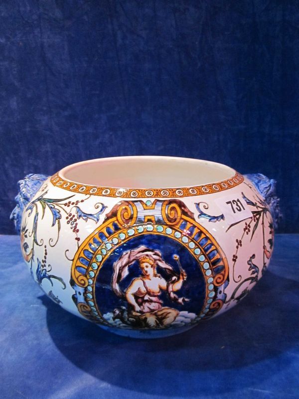 A 19th Century French Gien pottery jardinière; 15cm high Best Bid