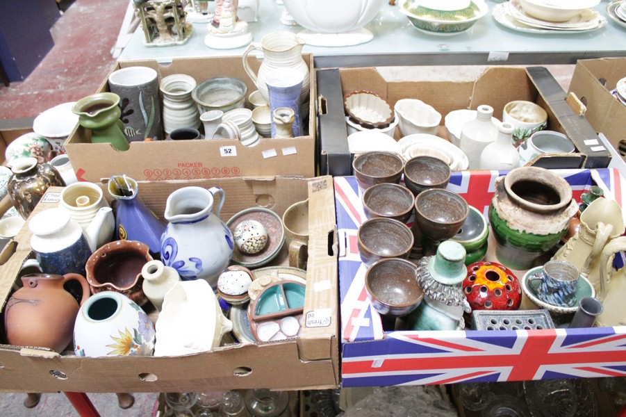 Four boxes of studio pottery etc. Best Bid