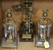 Regency style table lustres together with a table lamp (sold as parts)