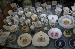 A quantity of Royal commemorative ware including cups, plates, glasses and some crested ware items