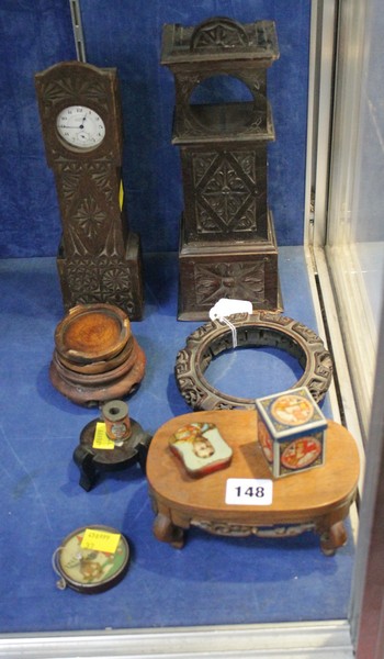 A group of wooden watch stands etc. Best Bid