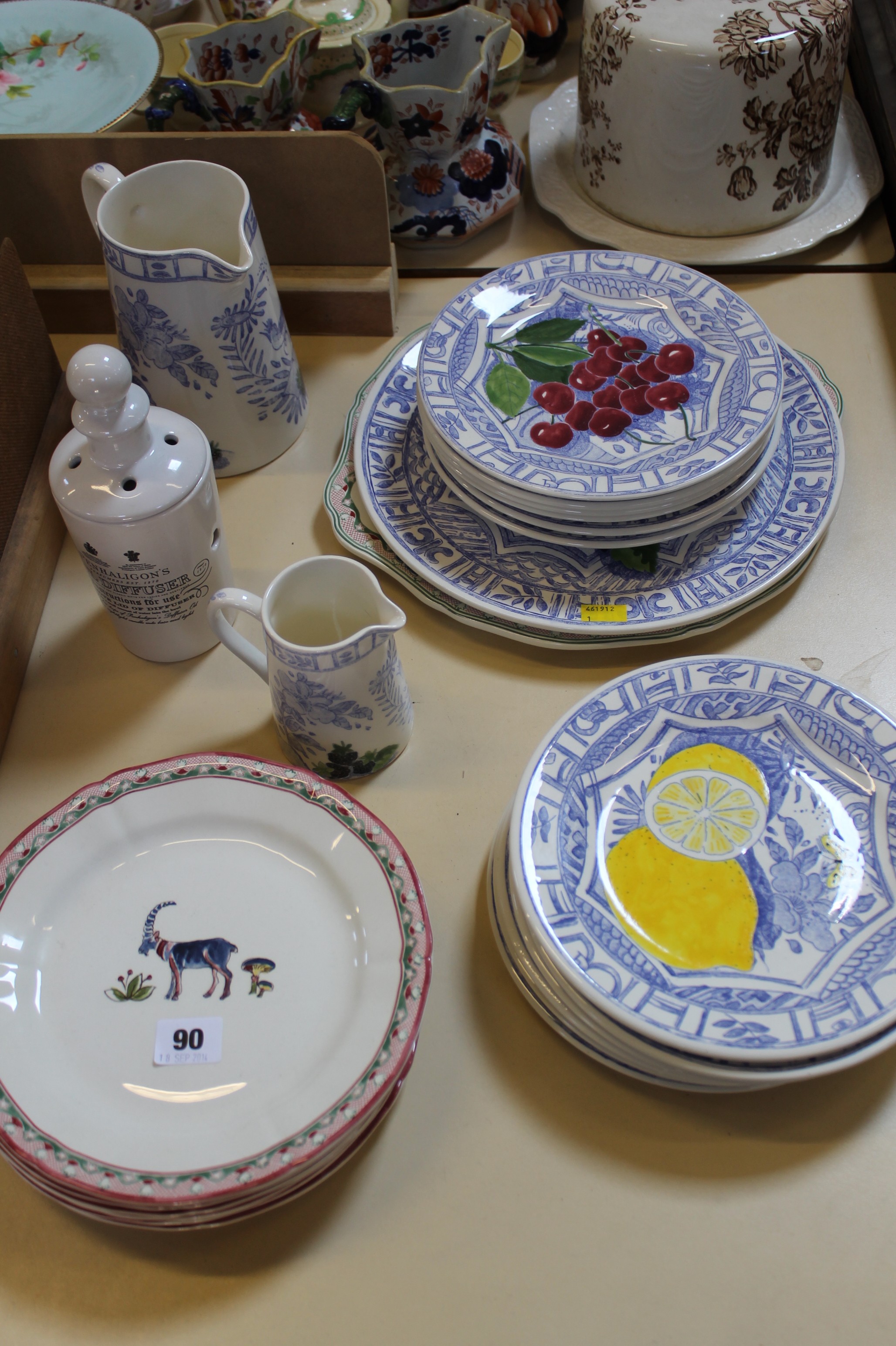 A quantity of modern Gien Pottery tablewares and a Penhaligon`s oil diffuser Best Bid