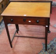 A 19th century mahogany side table with a single drawer raised on tapering supports.