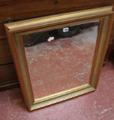 * A rectangular gilt mirror, of recent manufacture 82 x 65cm. Plus a Regency style birch and
