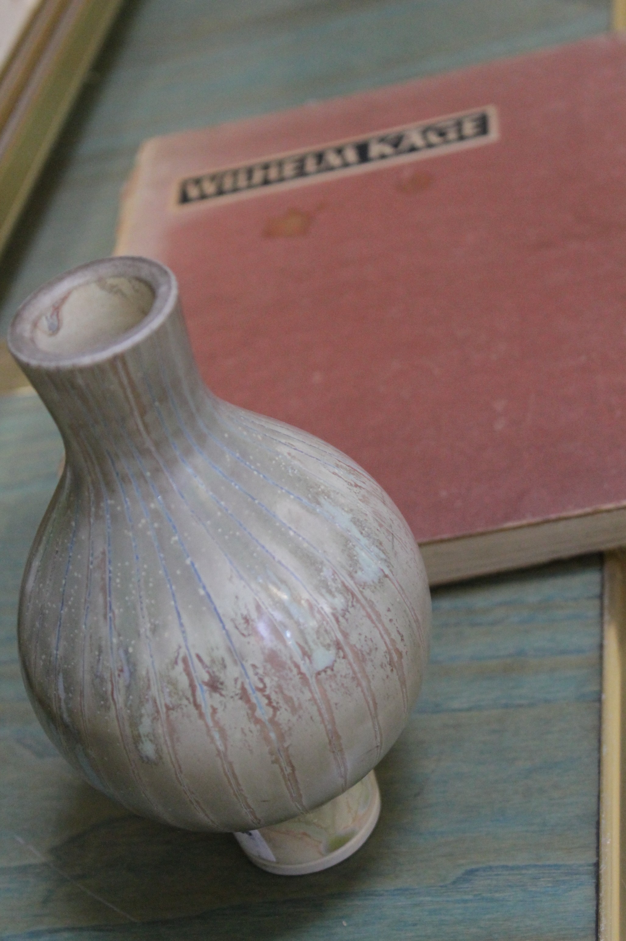 A Wilhelm Kage vase, inscribed to base; 18cm high, together with associated book (Swedish)