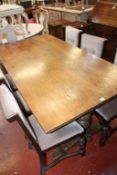 A 17th Century style oak refectory table 140cm length and set of six dining chairs