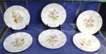 A group of Wedgwood creamware plates with printed and hand coloured foliate decoration