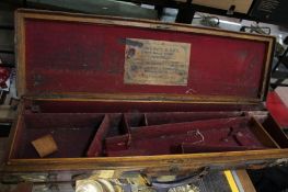 Two gun cases, a copper and brass hunting horn, Henry Keat & Sons, London