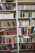 14 shelves of books including leather bound editions of Hallam`s History of Europe, novels,