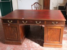 A George III style mahogany partners pedestal desk 157cm wide