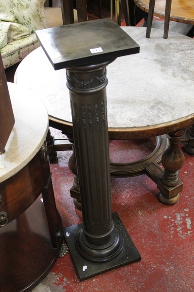 A simulated marble pedestal and a mahogany sutherland table (2)
