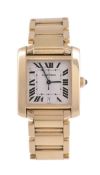 Cartier, Tank Française, a gentleman`s 18 carat gold wristwatch, ref. 1840, no. MG244227, the two