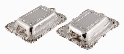 A pair of silver miniature entree dishes, maker`s mark BPLLC (not traced), London 1937, withe