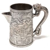 A Chinese export silver tankard adapted as a jug by Leeching , stamped `LC  A Chinese export