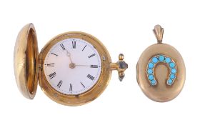 A gilt metal hunter pocket watch, circa 1840  A gilt metal hunter pocket watch,   circa 1840, the