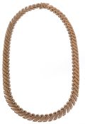 A fancy link necklace , the shaped panels with textured detail  A fancy link necklace  , the