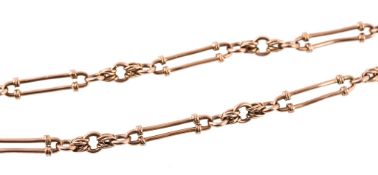 A chain, composed of alternating wheatsheaf and trombone links, 88cm long, 37.9g  A chain,