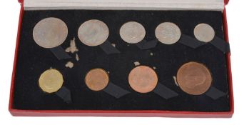 George VI, proof set 1950, Half Crown to Farthing, in card case of issue  George VI, proof set 1950,