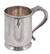 A George II silver mug, maker`s mark obscured, London 1730  A George II silver mug,   maker`s mark