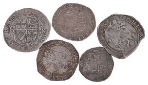 Charles I, Half Crowns , Tower mint under the King, i.m. harp , another, i.m  Charles I, Half Crowns