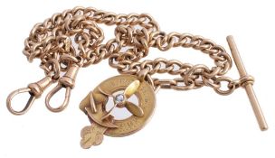 A double row Albert watch chain and pendant  A double row Albert watch chain and pendant,   the