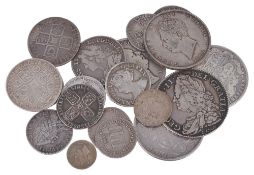 Charles II to William IV, silver coins , including Charles II hammered...  Charles II to William IV,